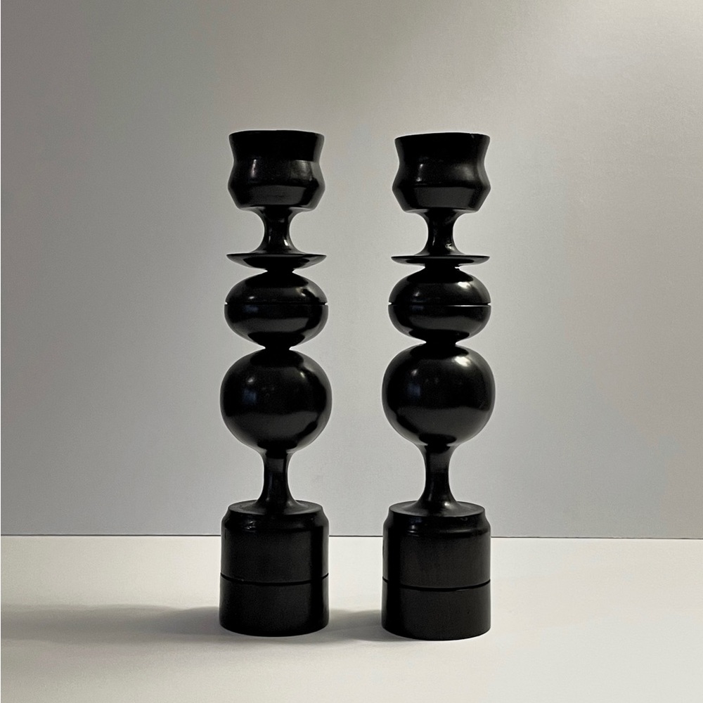 Turned Wood Candlesticks